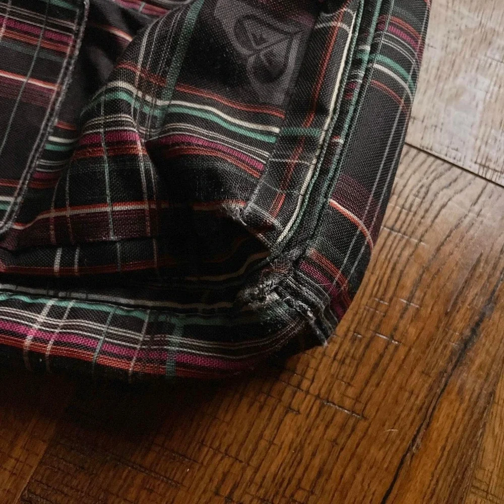 Roxy Tote Bag Womens OS Black Plaid Beachy Surf Canvas Cargo Pockets